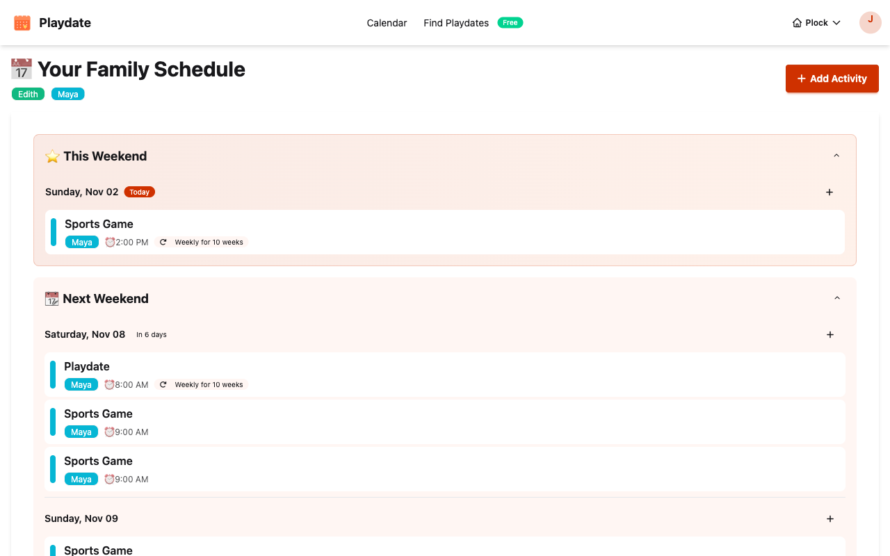 Family Calendar Dashboard